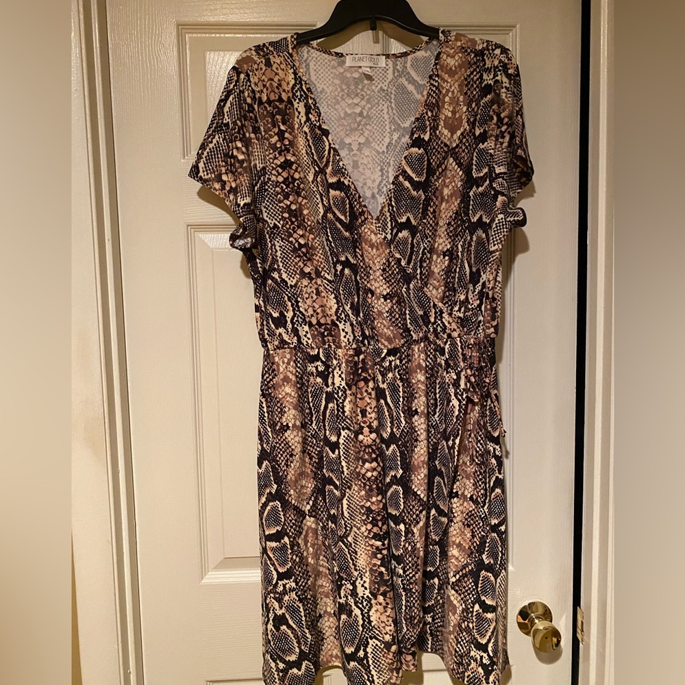 Snake Print Faux Wrap Dress